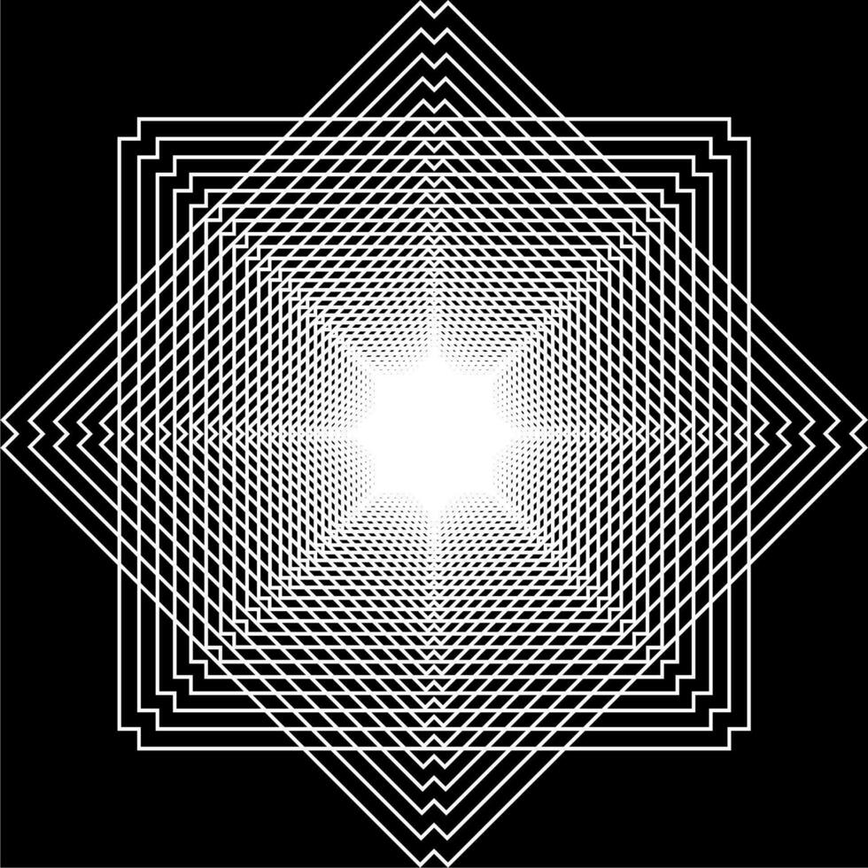 Visual of the Optical Illusion Created from Square Lines Composition, can use for Background, Decoration, Wallpaper, Tile, Carpet Pattern, Modern Motifs, Contemporary Ornate, or Graphic Design Element vector