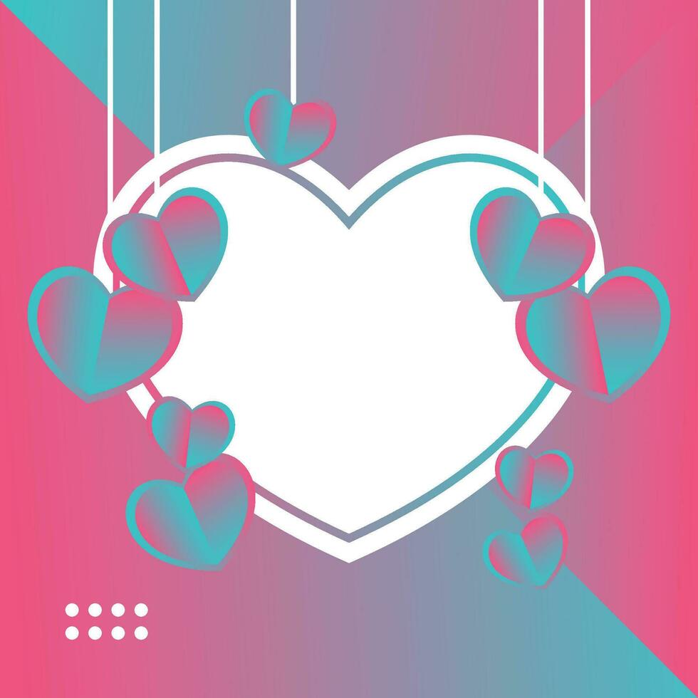love background with heart icon, gradient design with empty space for text or photo. vector for greeting cards, social media, posters, invitations, banners, web.