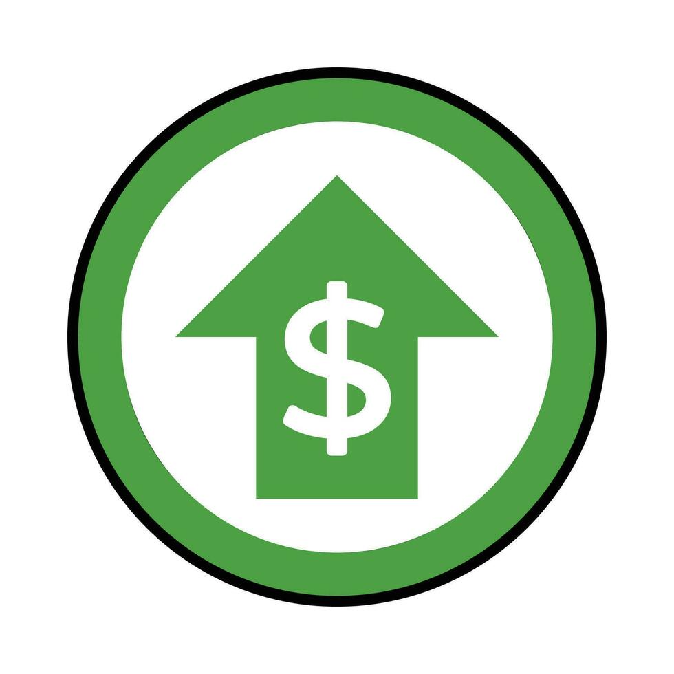 profit rate icon with money symbol, isolated vector design on white background.