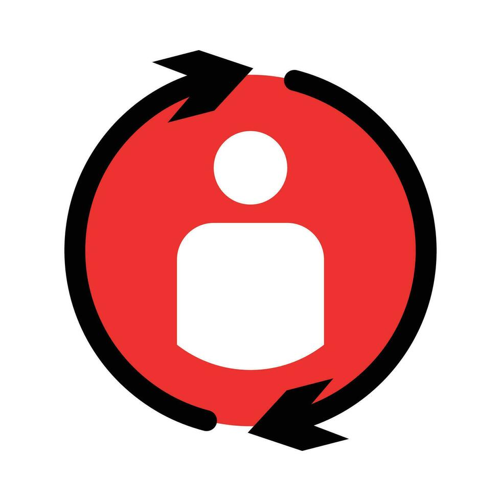profile reload icon with circular arrow symbol and person, vector isolated on white background.