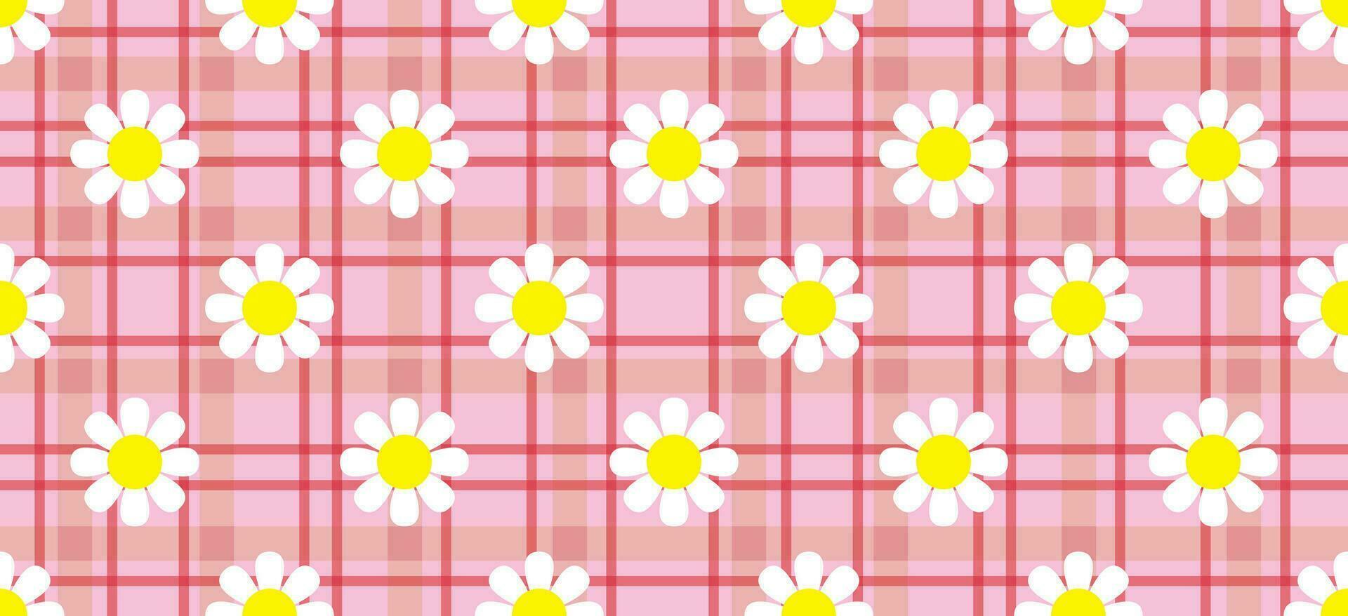 Daisy flower pattern. Beautiful White flower background. floral blossom daisy. Spring white flower design vector. Daisy's on a light pink background. Vector design for fabric, wrap paper, print card.