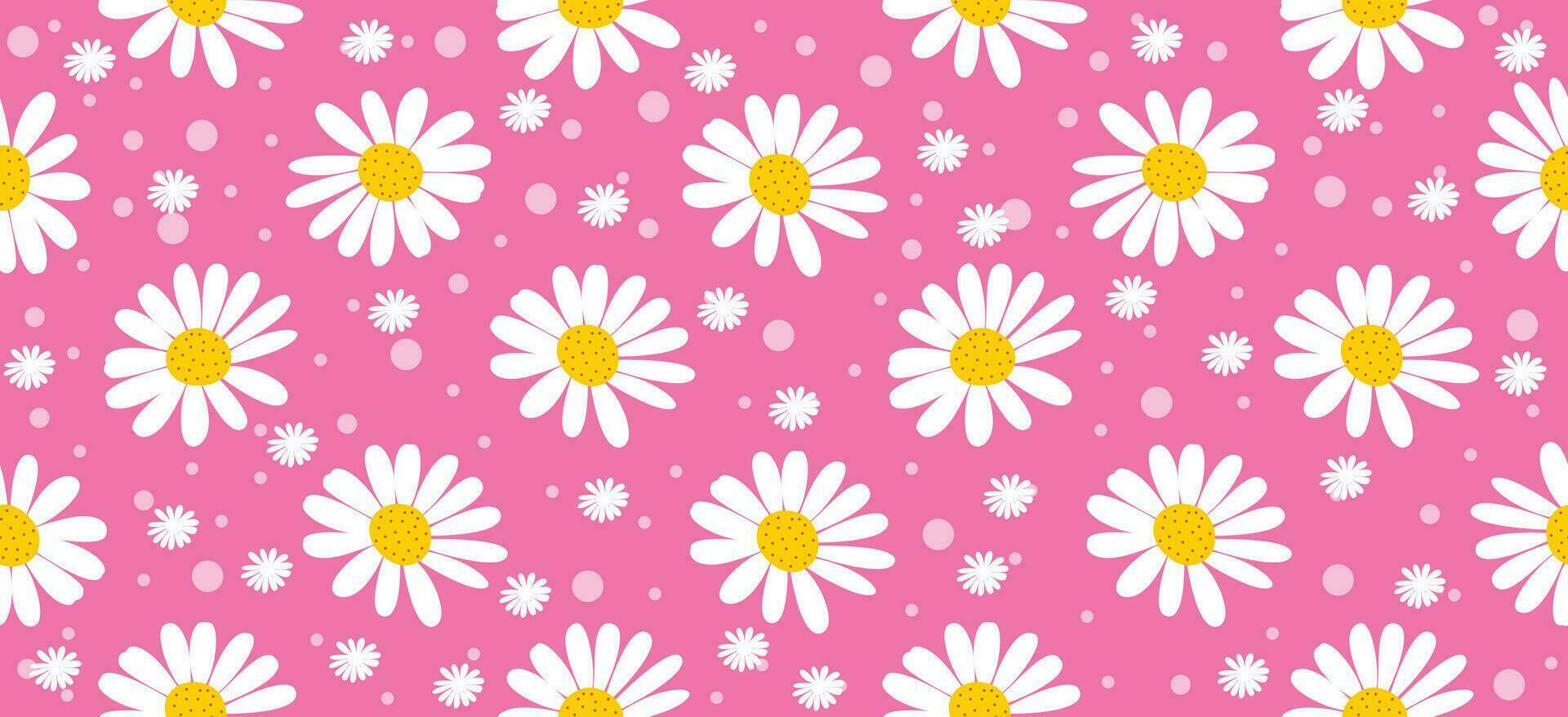 Daisy flower pattern. Beautiful White flower background. floral blossom daisy. Spring white flower design vector. Daisy's on a light pink background. Vector design for fabric, wrap paper, print card.