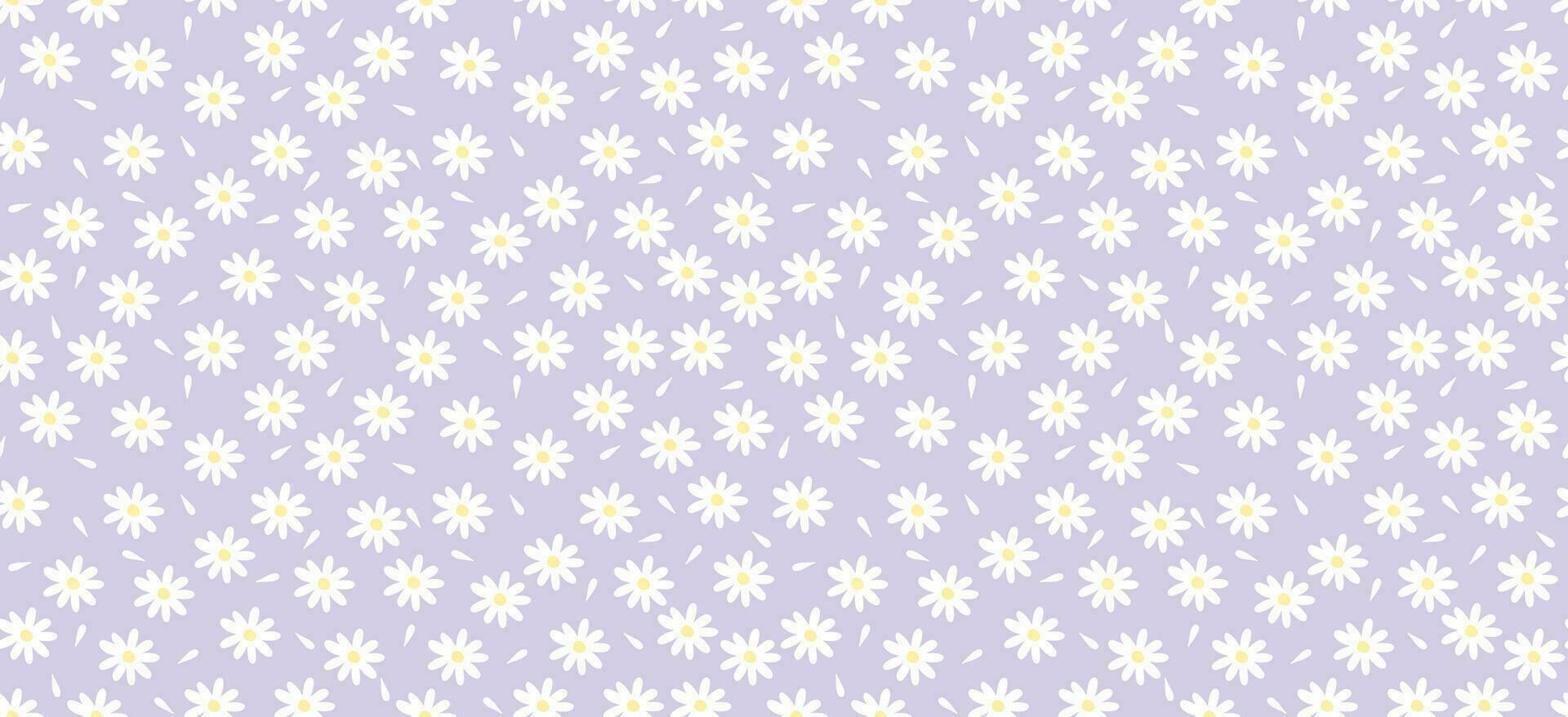 margarita flor modelo. hermosa blanco flor antecedentes. floral florecer margarita. primavera blanco flor diseño vector. margarita en un púrpura antecedentes. vector diseño para tela, envolver papel, impresión tarjeta.