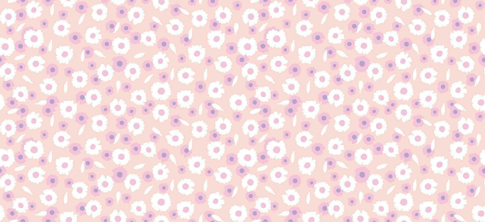 Daisy flower pattern. Beautiful White flower background. floral blossom daisy. Spring white flower design vector. Daisy's on a light pink background. Vector design for fabric, wrap paper, print card.
