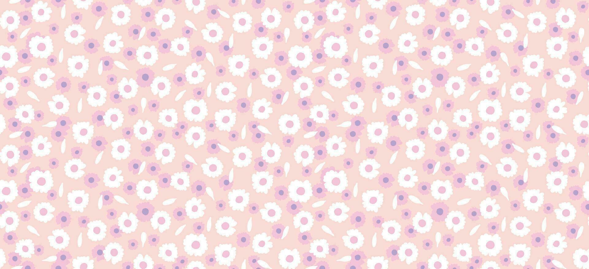 Daisy flower pattern. Beautiful White flower background. floral blossom daisy. Spring white flower design vector. Daisy's on a light pink background. Vector design for fabric, wrap paper, print card.