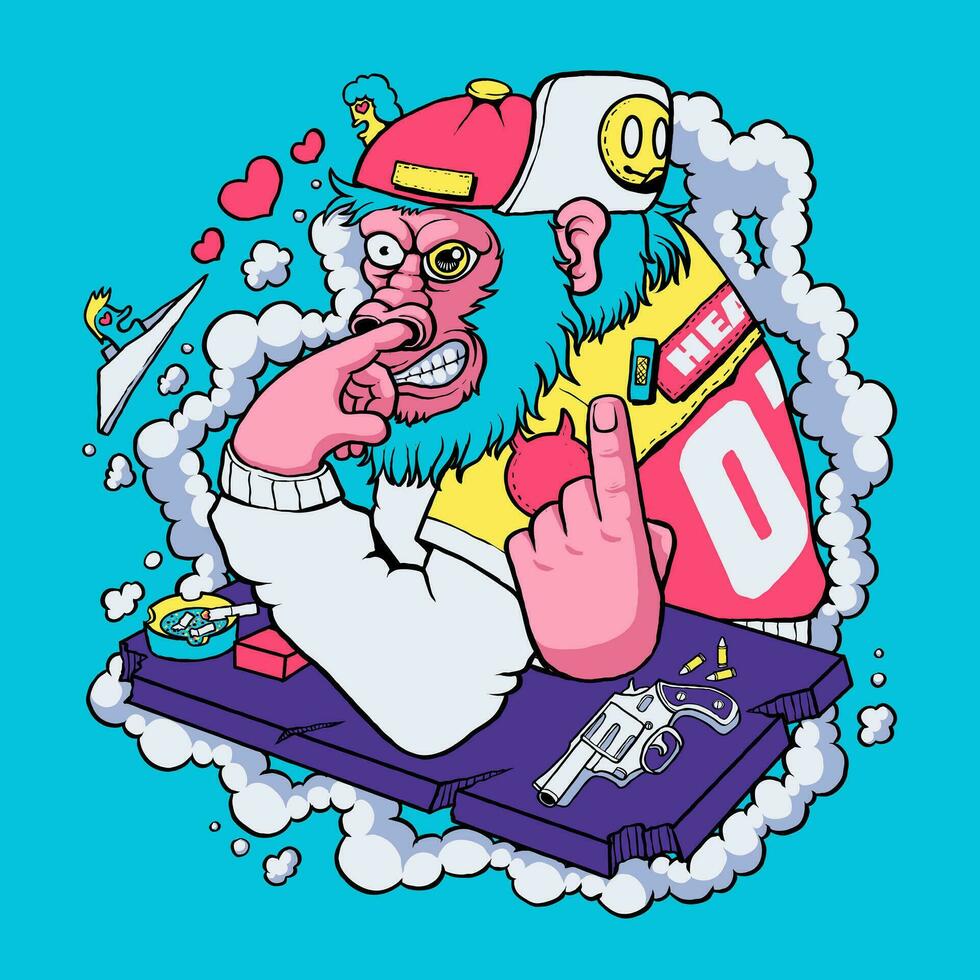 cool monkey character vector