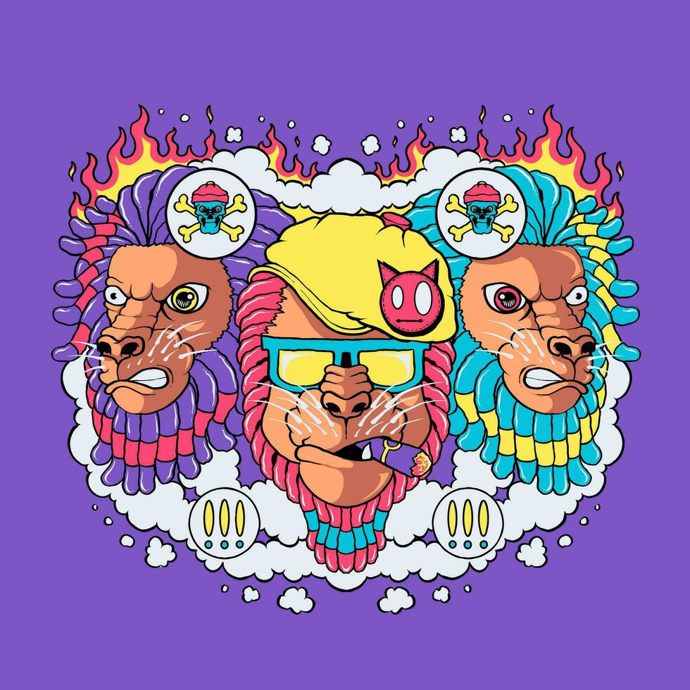 cool lion gang vector