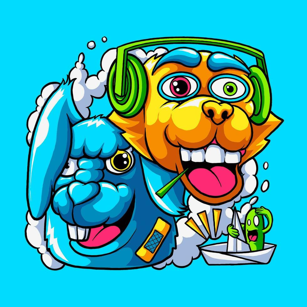 bad animals face vector