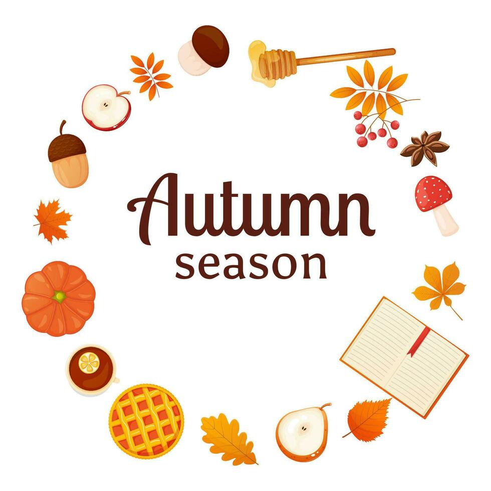 Autumn season banner with different elements vector