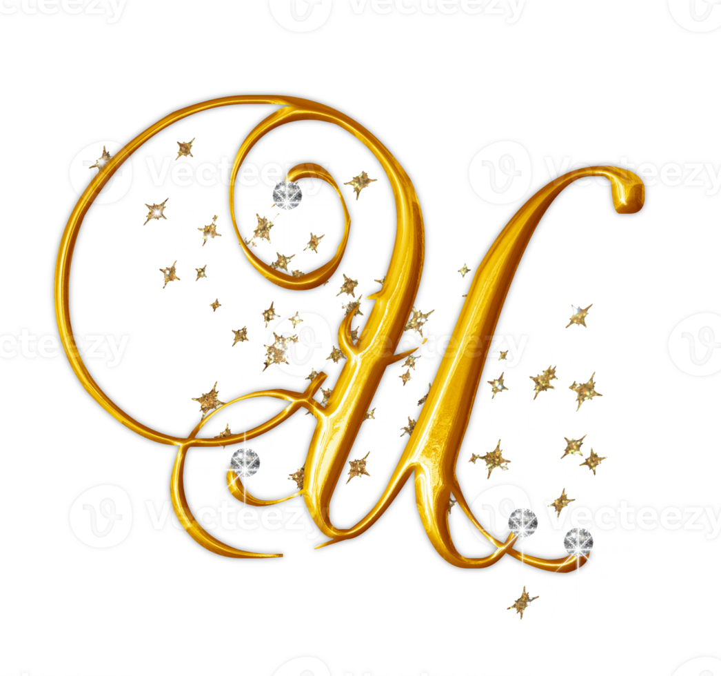 Golden uppercase alphabet letters png