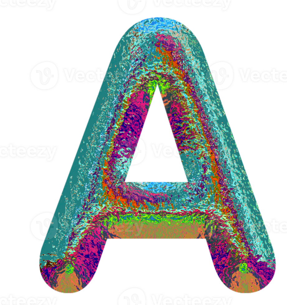 Holographic uppercase letters alphabet png