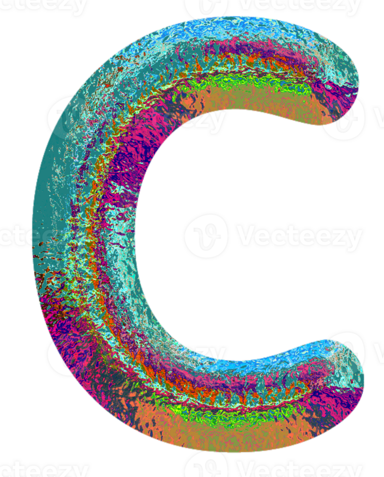 Holographic uppercase letters alphabet png