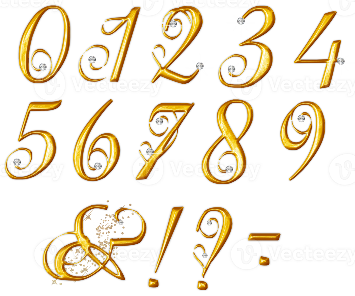 Golden diamond numbers and symbols png