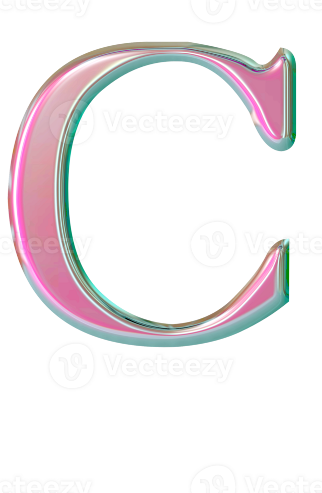 Iridescent uppercase alphabet letters png