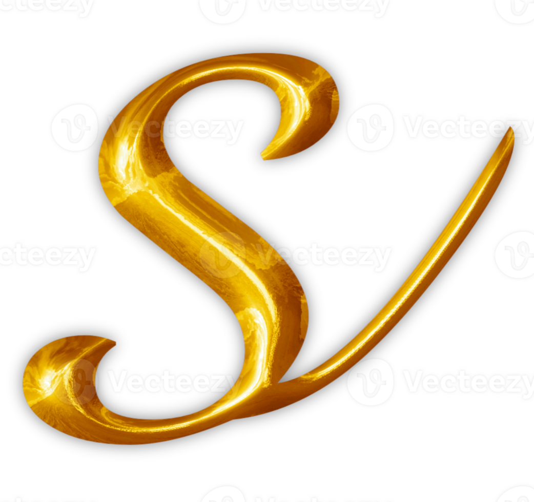 Golden lowercase alphabet letters png