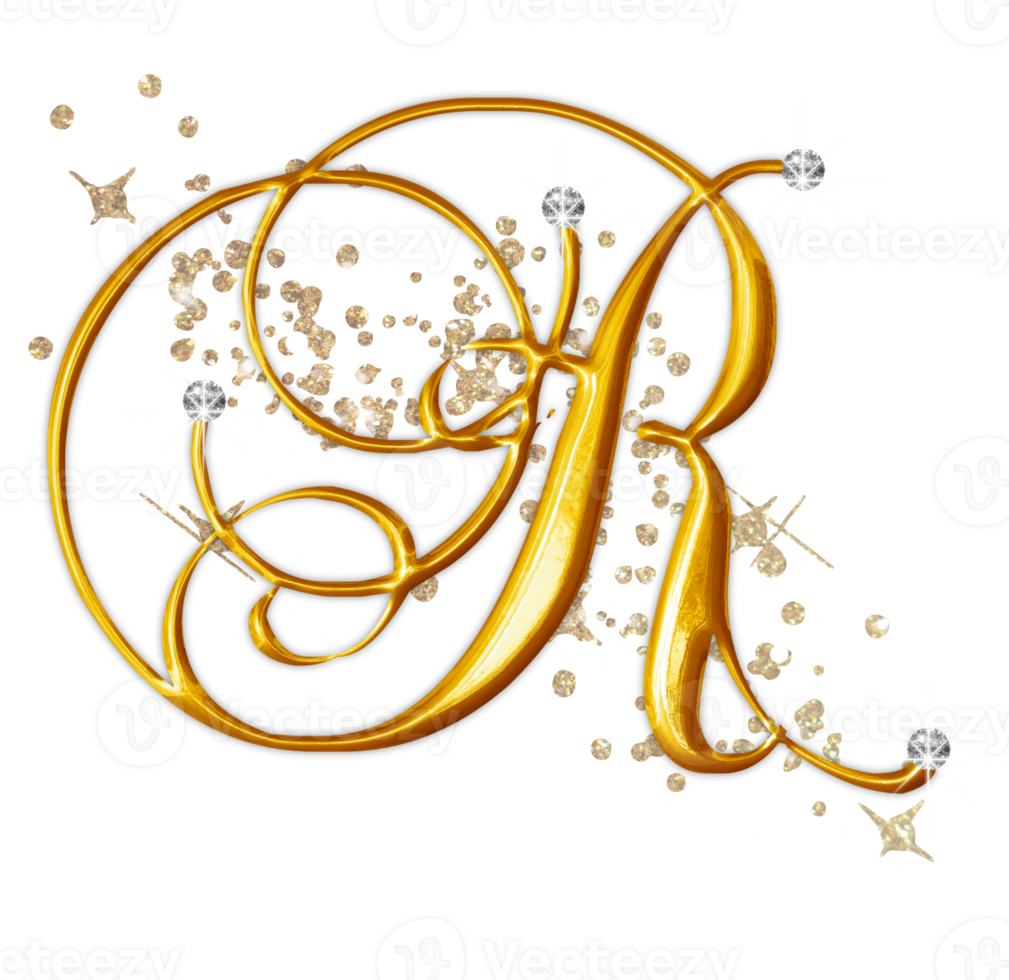 Golden uppercase alphabet letters png