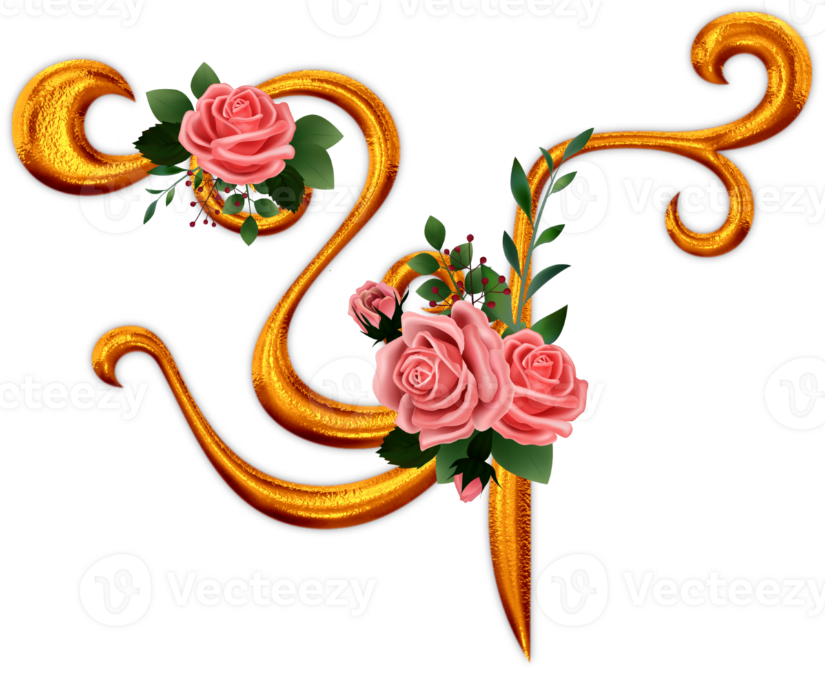 Golden corner with roses png