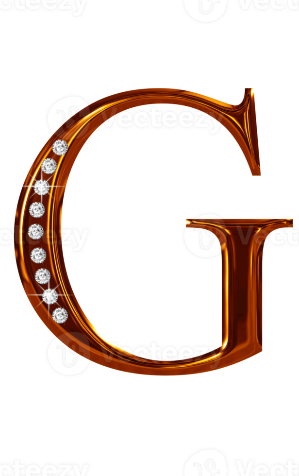 Golden jewel alphabet uppercase png
