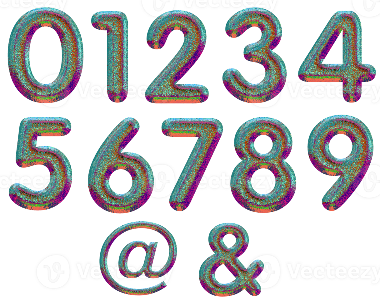 Holographic numbers and symbols png