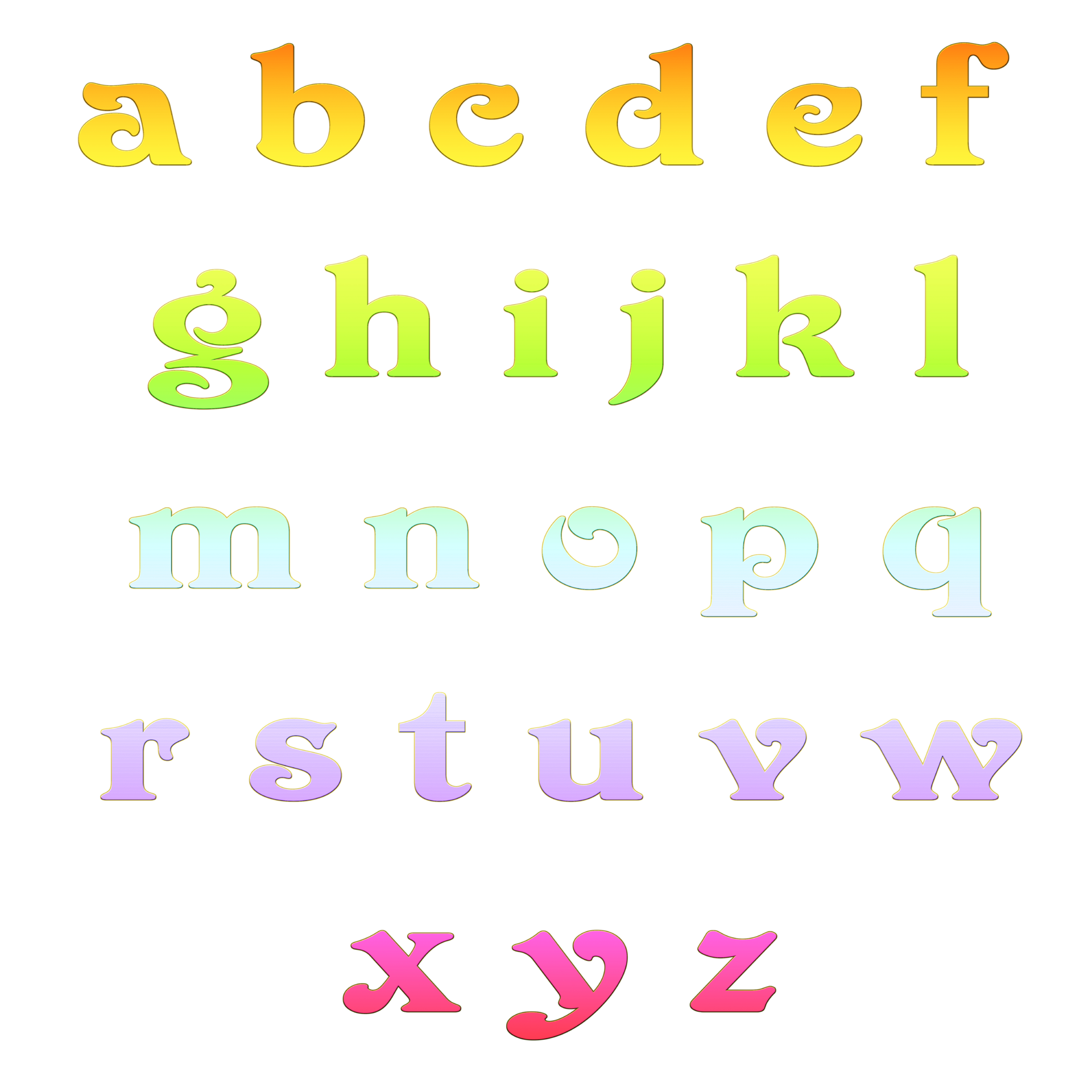 Rainbow alphabet uppercase and lowercase 28671999 PNG