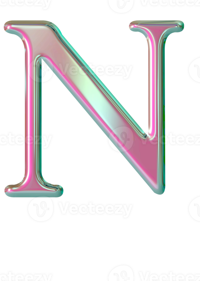 Iridescent uppercase alphabet letters png