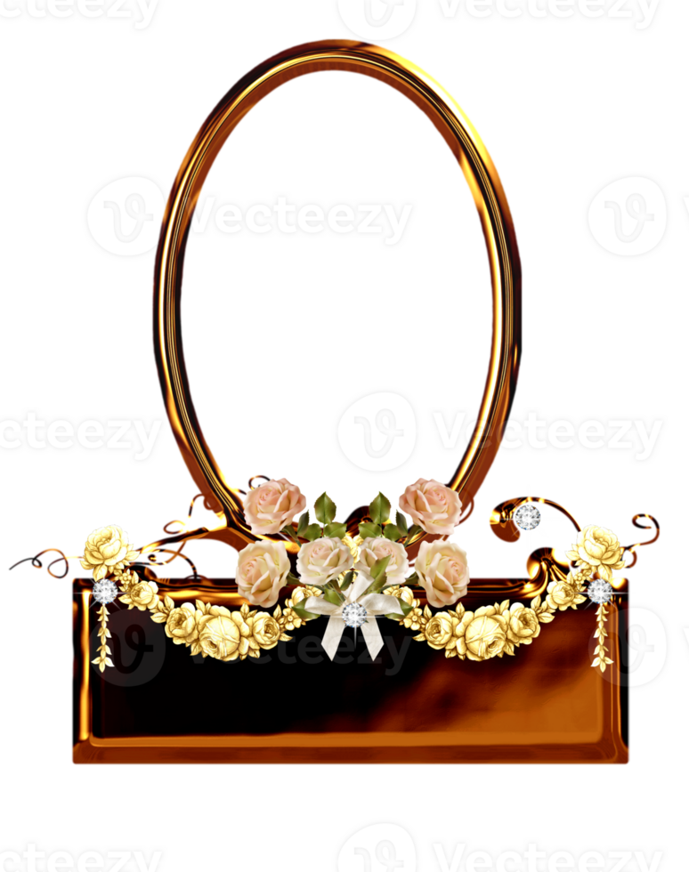 Gold floral frame png