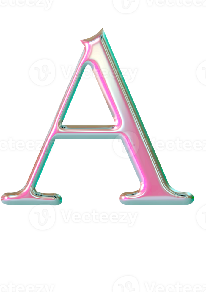 Iridescent uppercase alphabet letters png