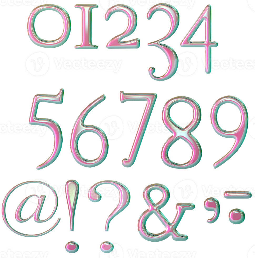 Iridescent numbers and symbols png