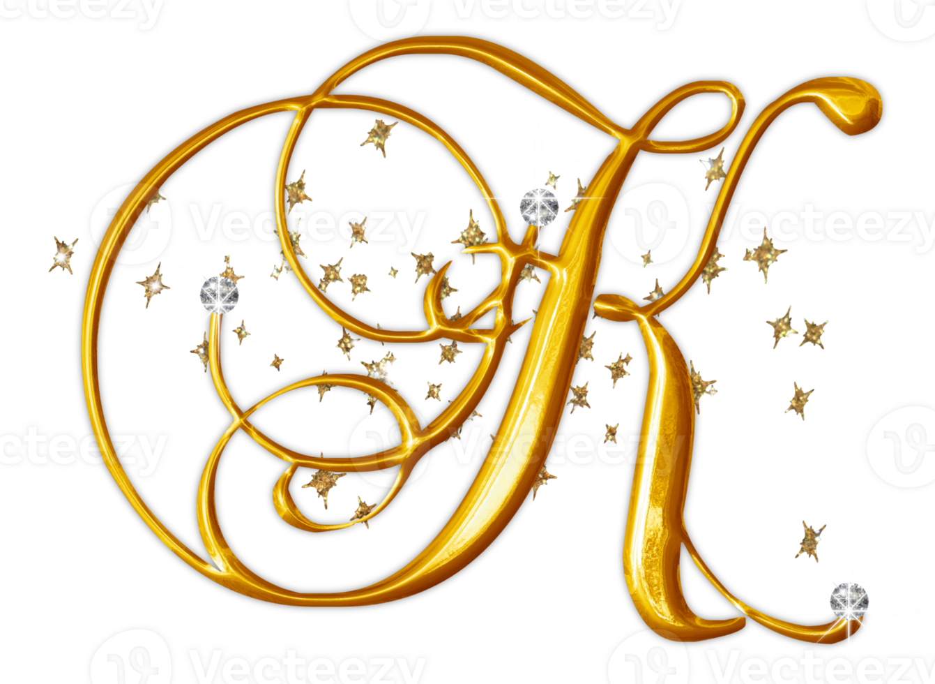 Golden uppercase alphabet letters png