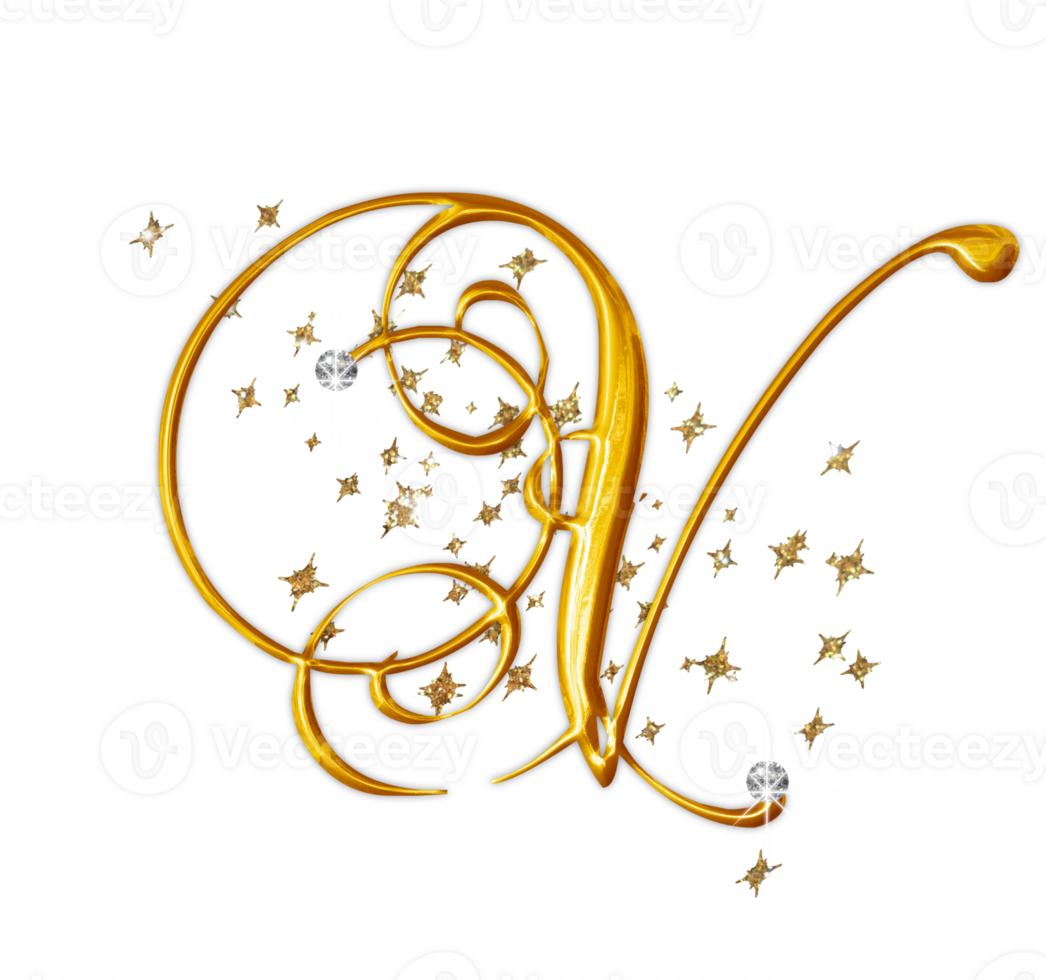Golden uppercase alphabet letters png