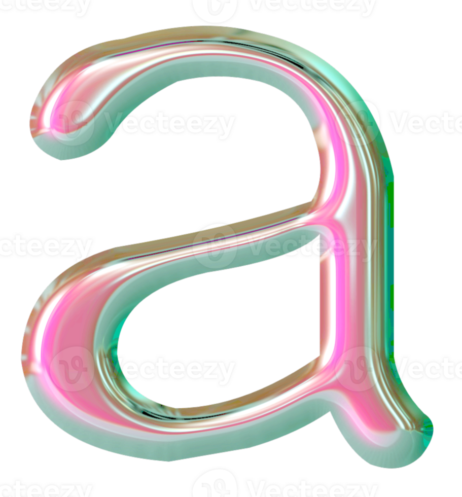 Iridescent lowercase alphabet letters png