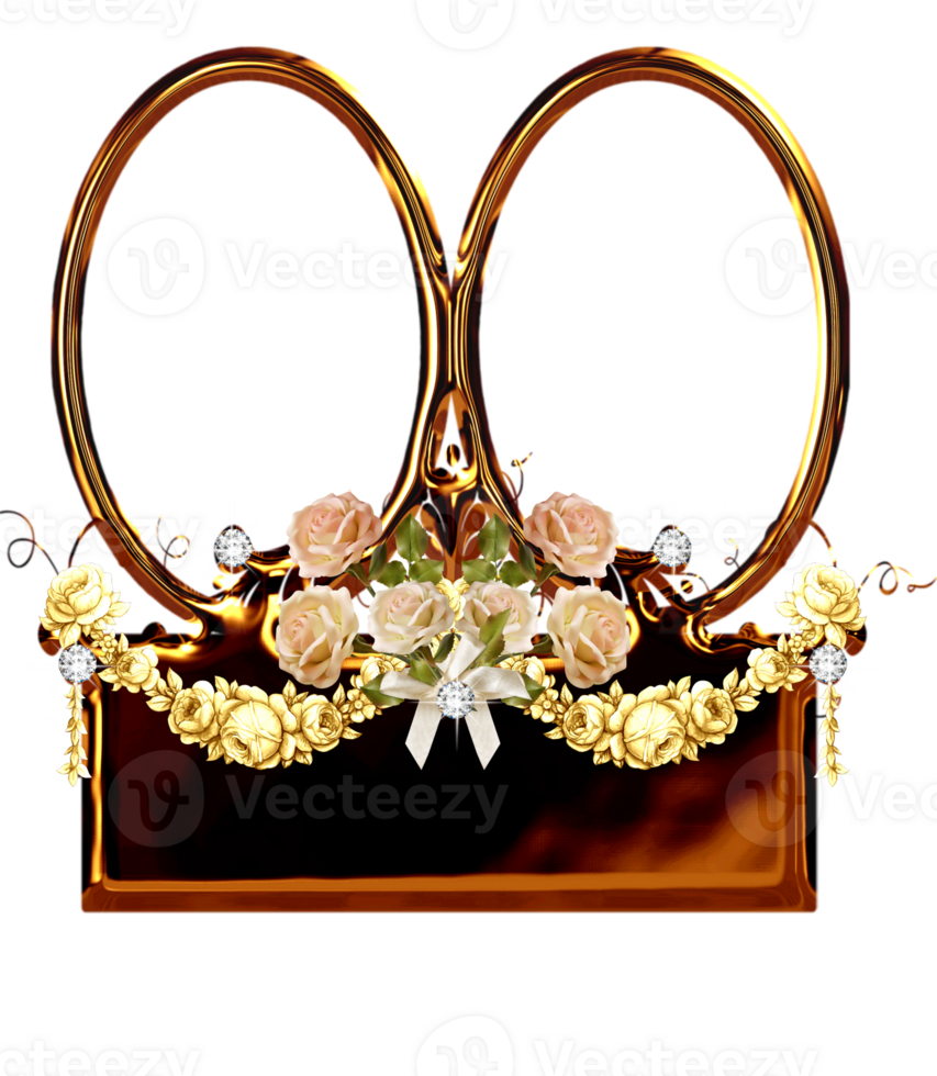 Gold floral frame png