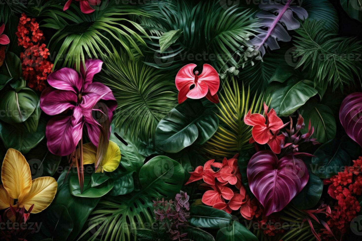 Exotic tropical leaves background. Generative AI photo