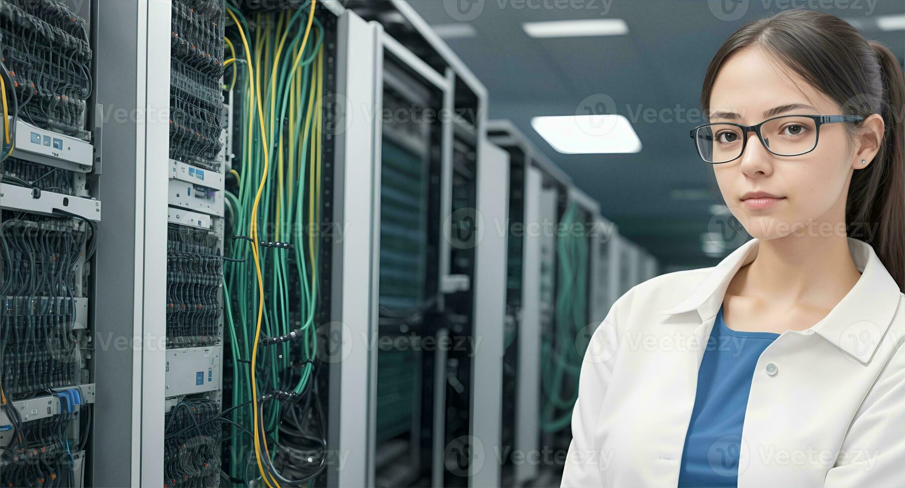 Portrait of female computer engineer. Ai Generated photo