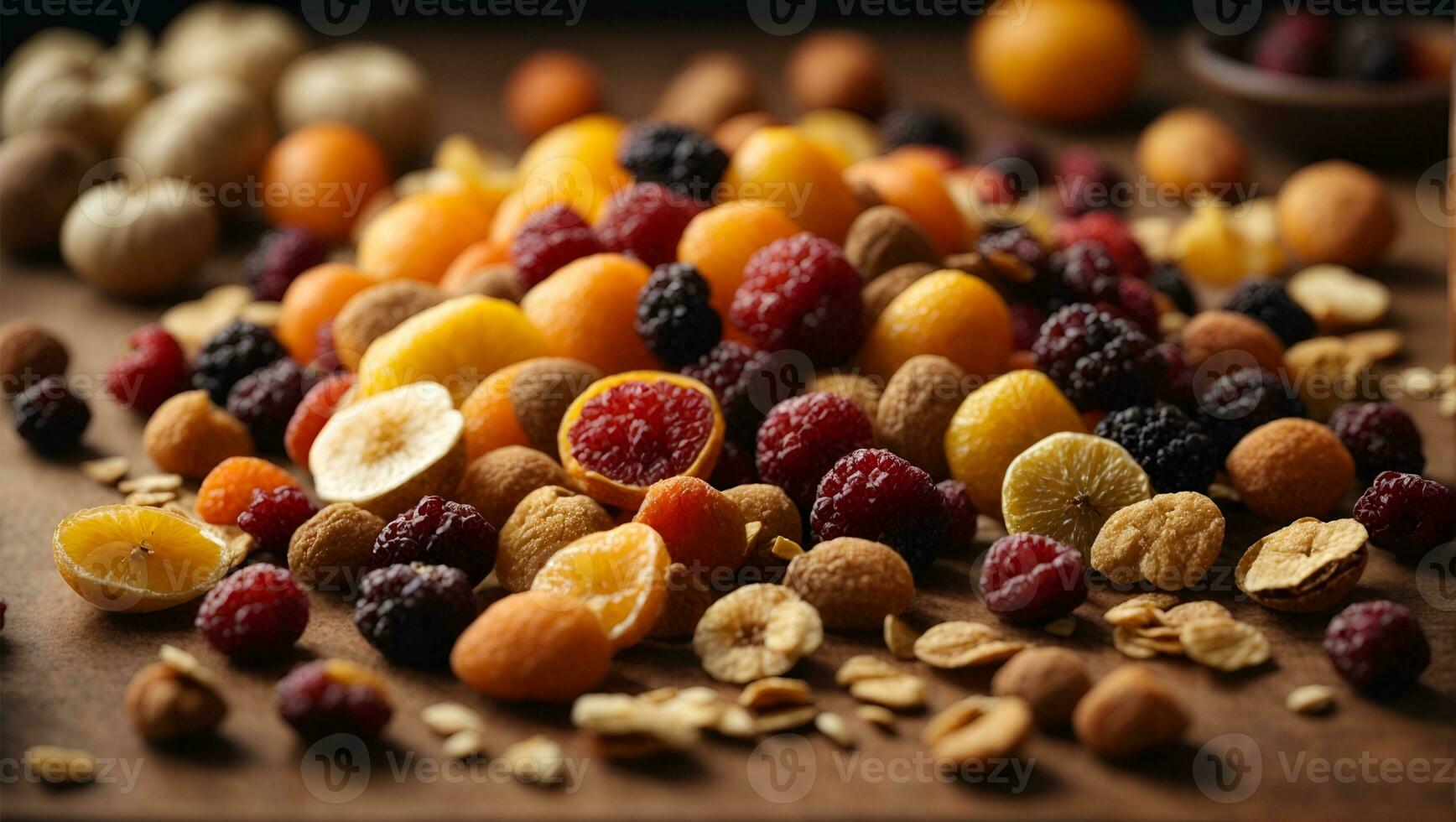 Organic Healthy Assorted Dried Fruit. Ai Generated photo