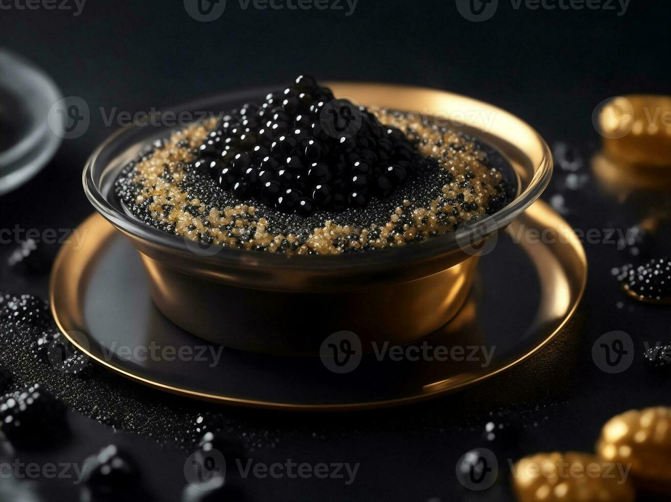 Luxury black sturgeon caviar, Generative AI Illustration. photo