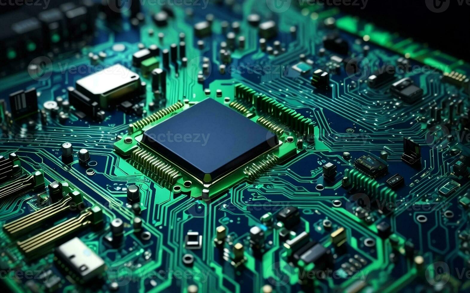 Computer circuit board digital background, Generative AI Illustration. photo