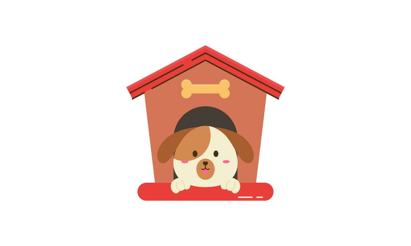 Dog cartoon inside wood house design vector