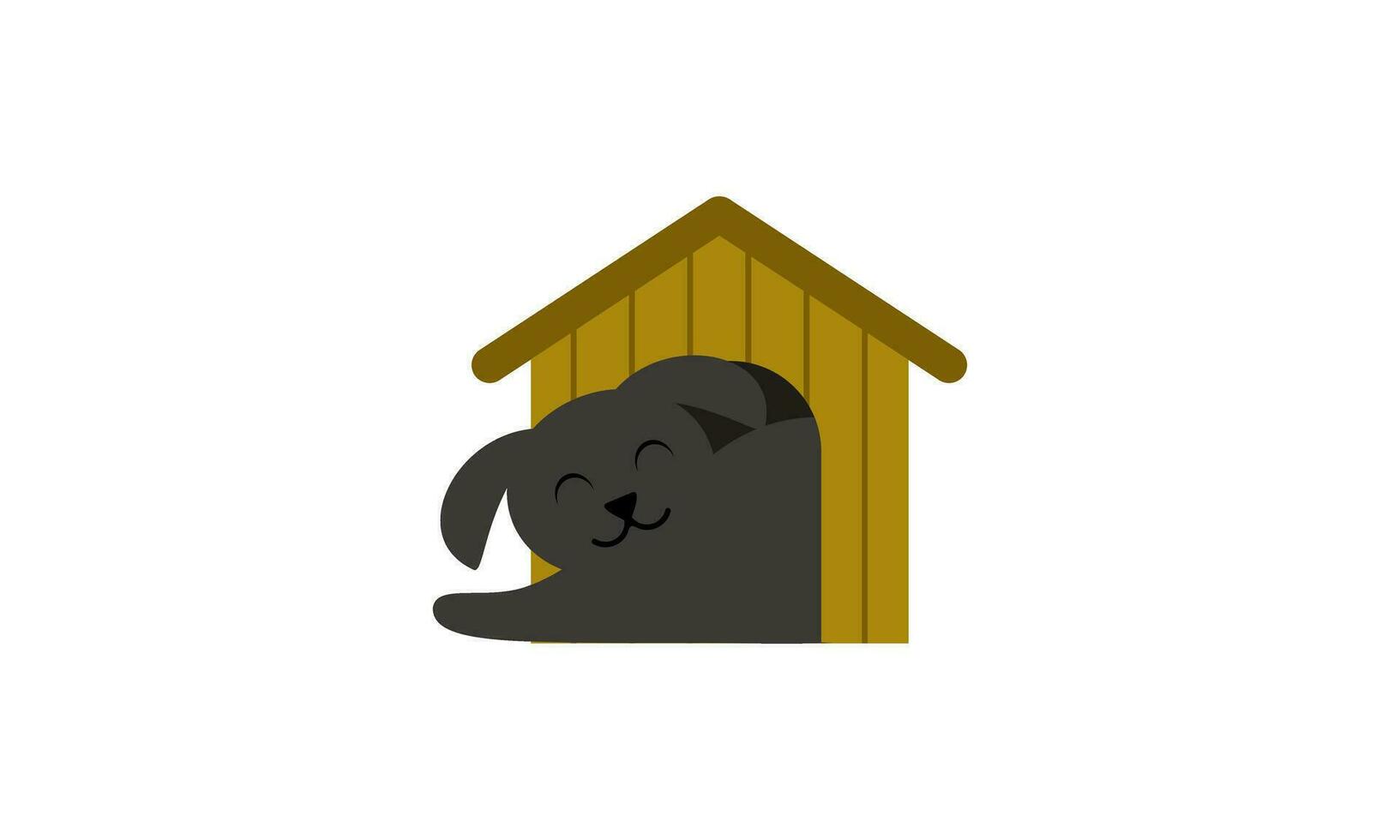 Dog cartoon inside wood house design vector