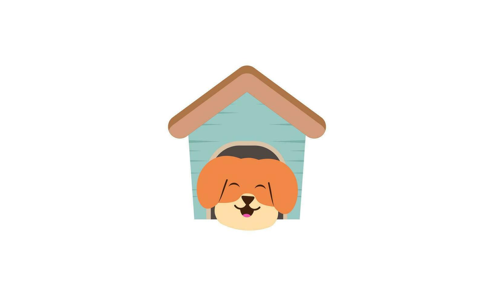 Dog cartoon inside wood house design vector