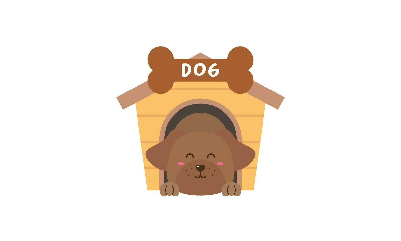 Dog cartoon inside wood house design vector