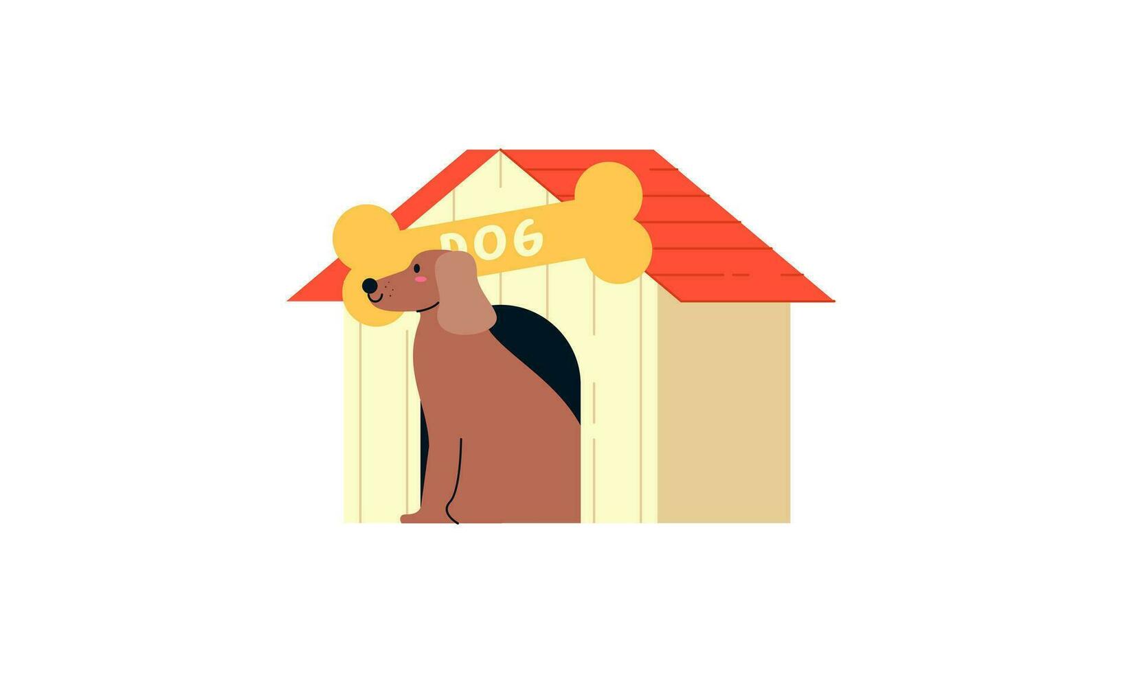 perro dibujos animados dentro madera casa diseño vector