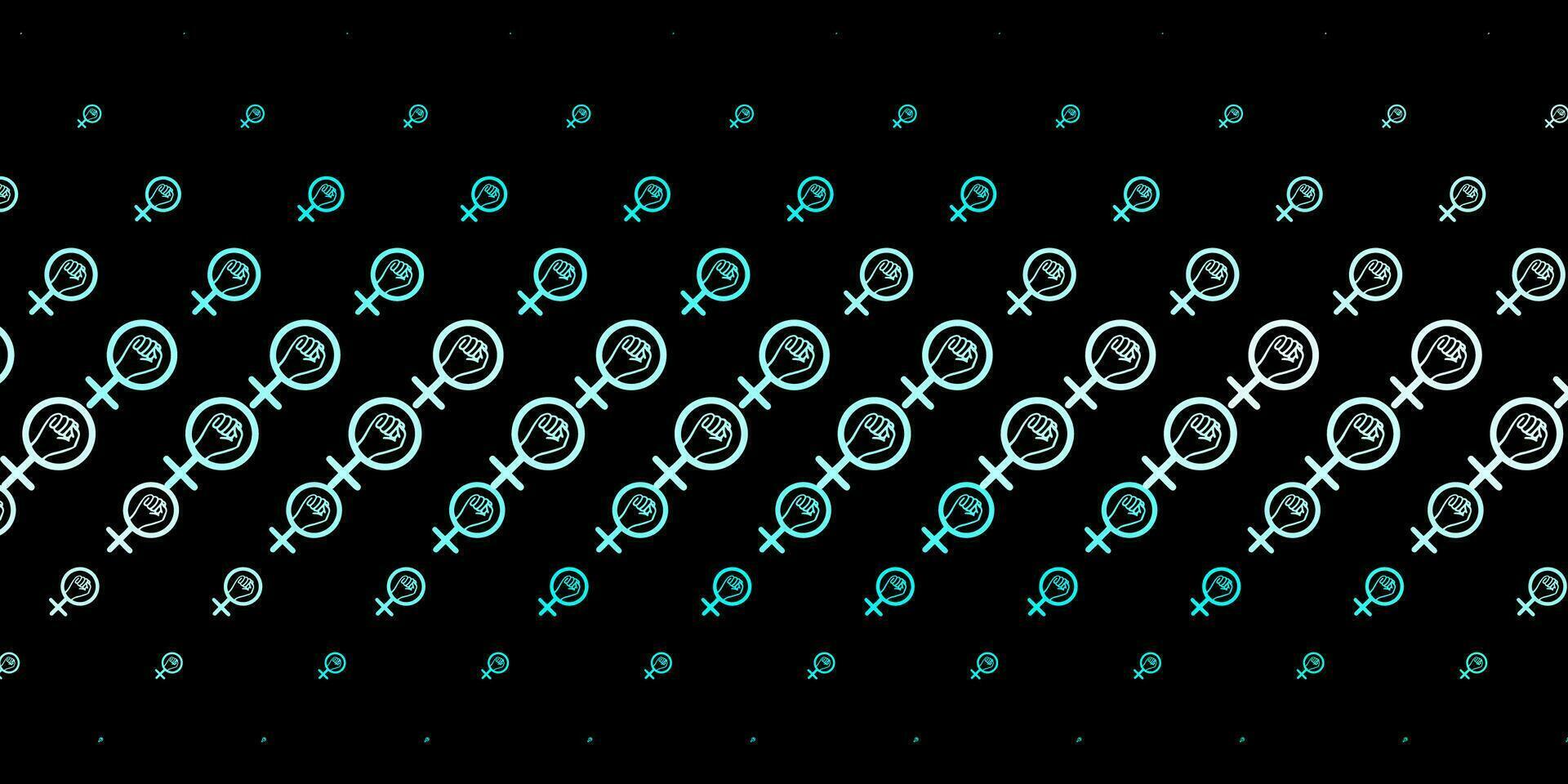 Dark Green vector backdrop with woman's power symbols.