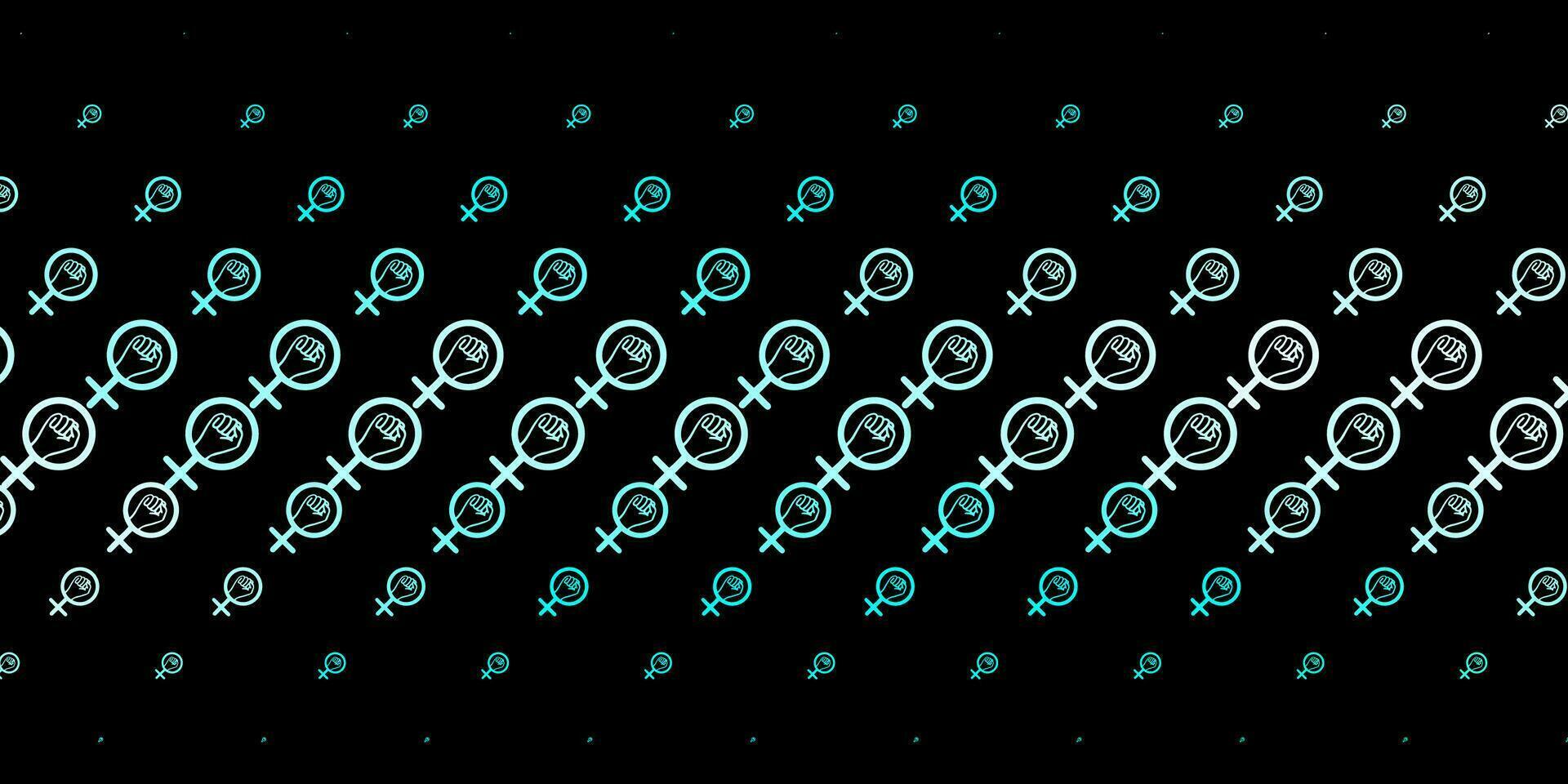 Telón de fondo de vector verde oscuro con símbolos de poder de la mujer.