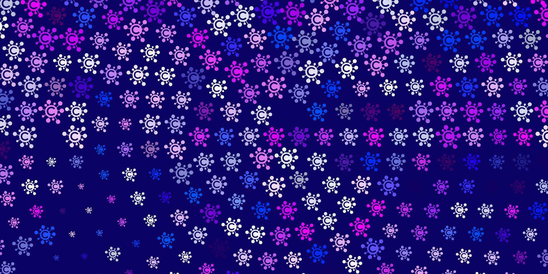 Fondo de vector rosa claro, azul con símbolos de virus.