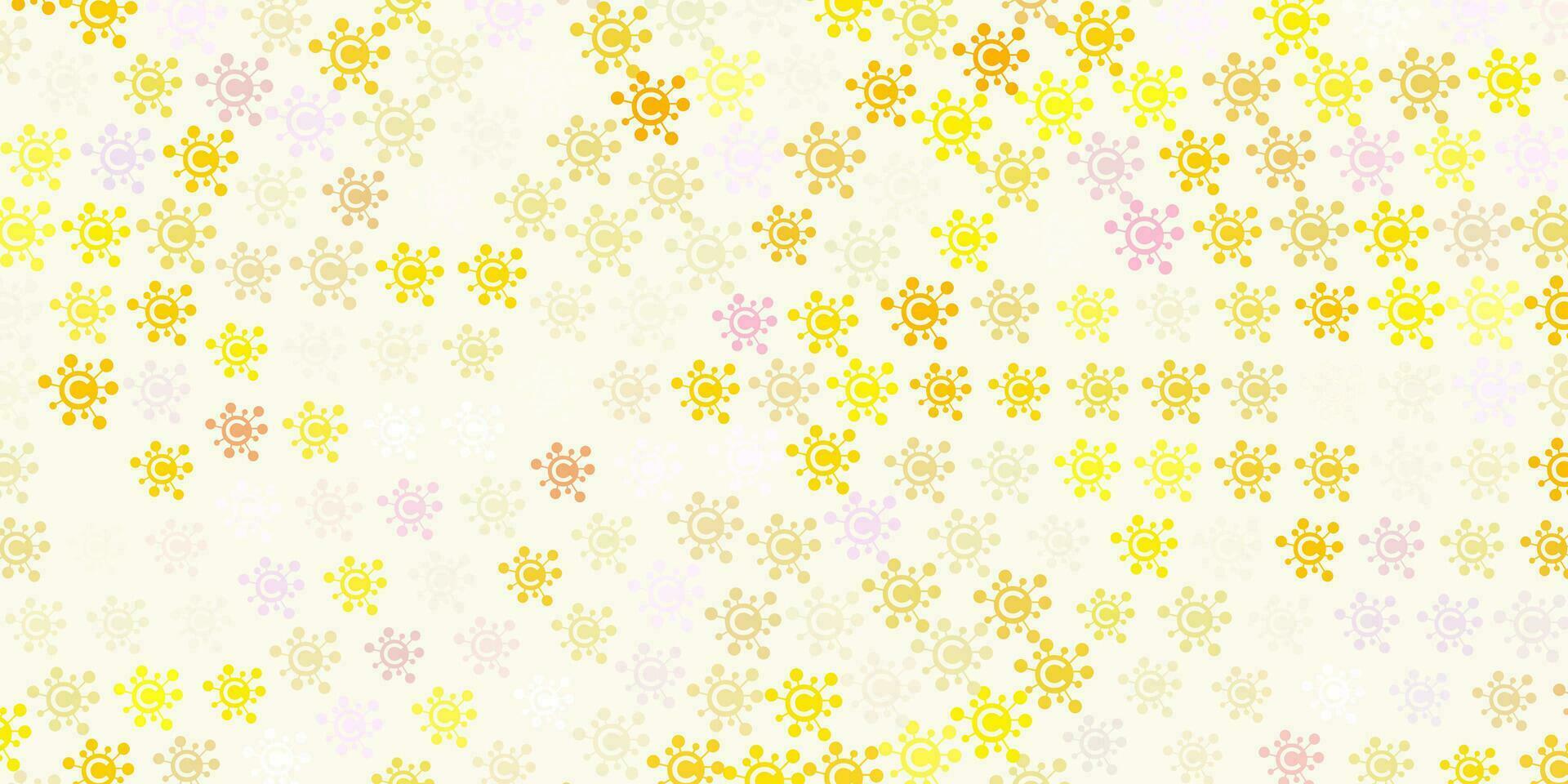 textura de vector rosa claro, amarillo con símbolos de enfermedades.