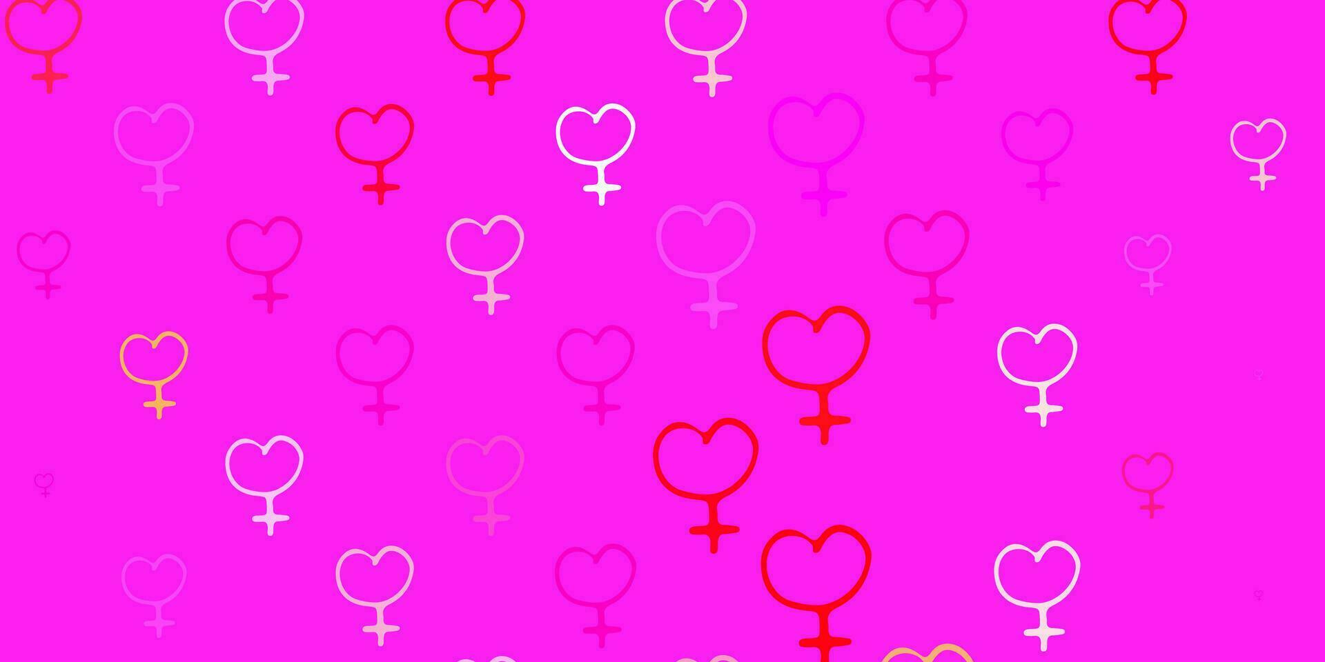 Light Pink, Yellow vector texture with women rights symbols.