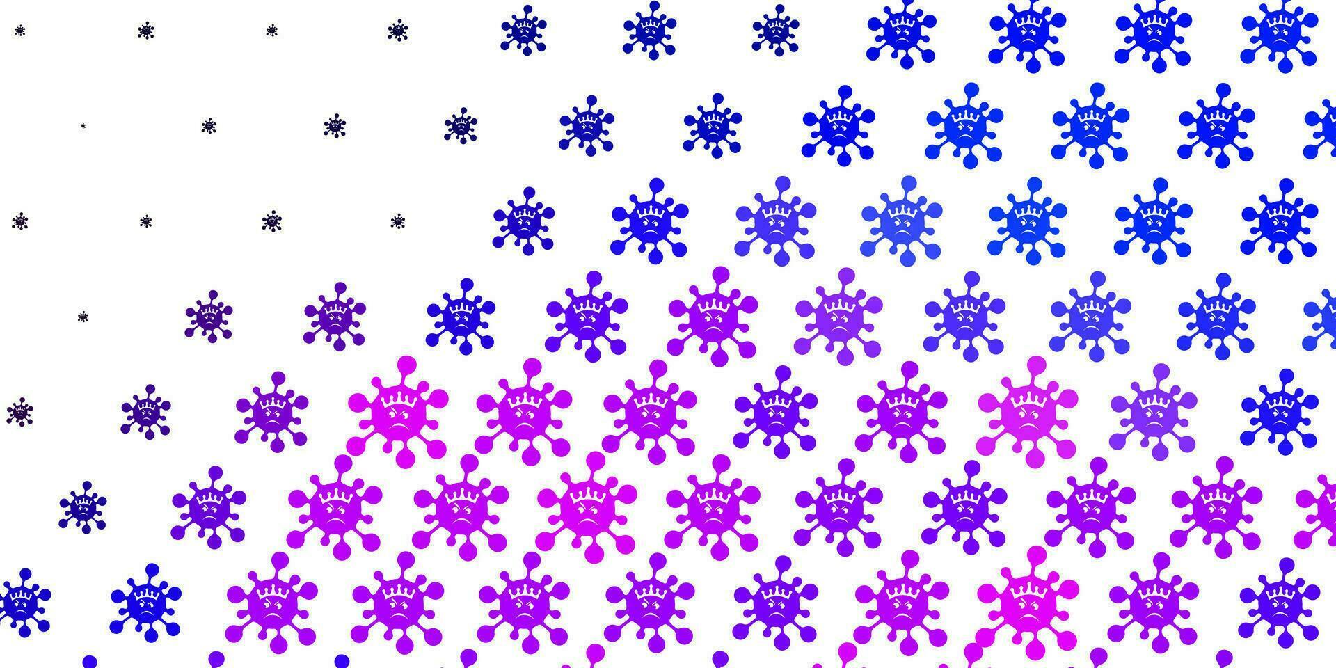 Fondo de vector rosa claro, azul con símbolos de virus.