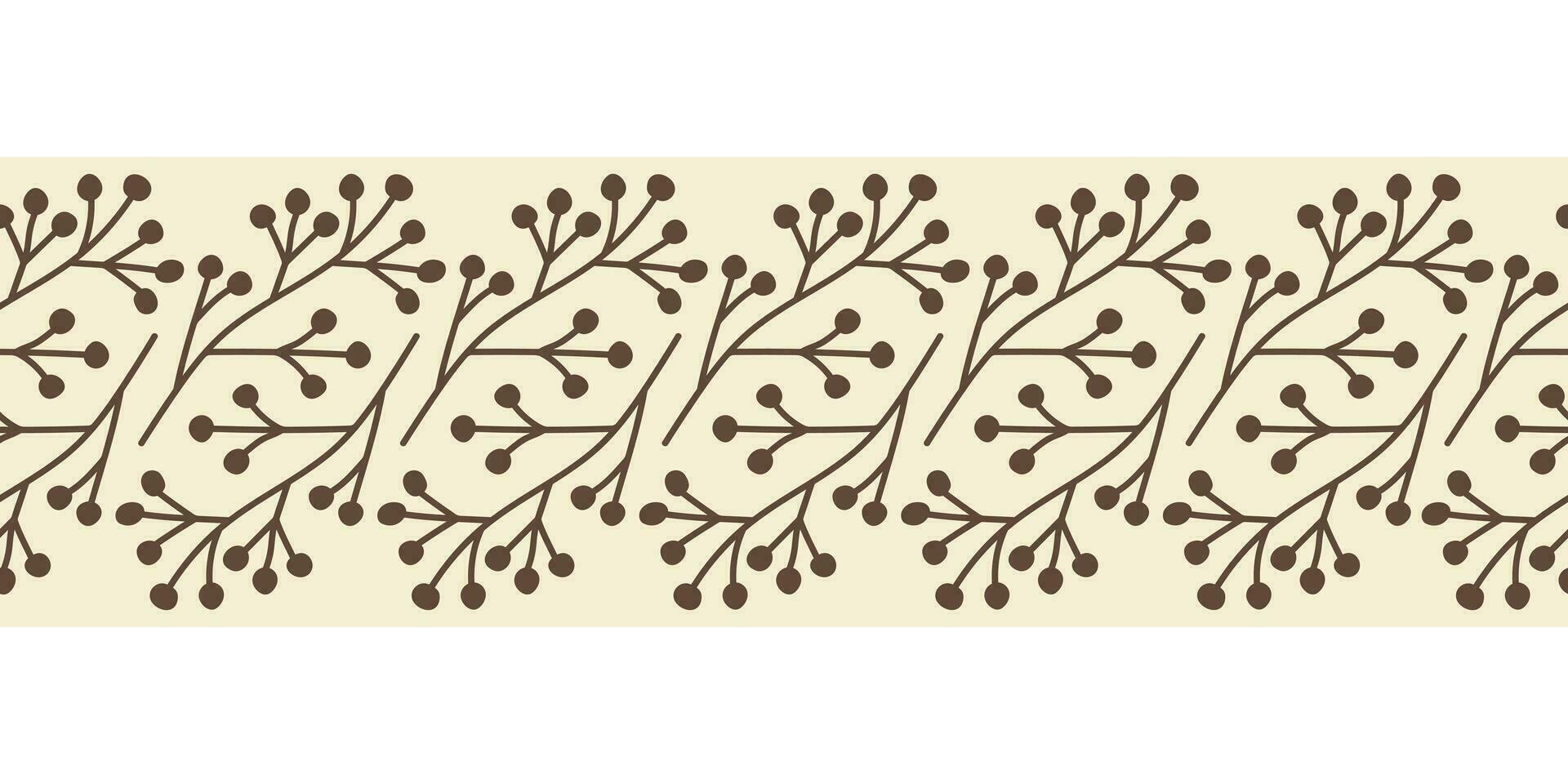 Horizontal seamless border of silhouette rowan branch. Vector illustration