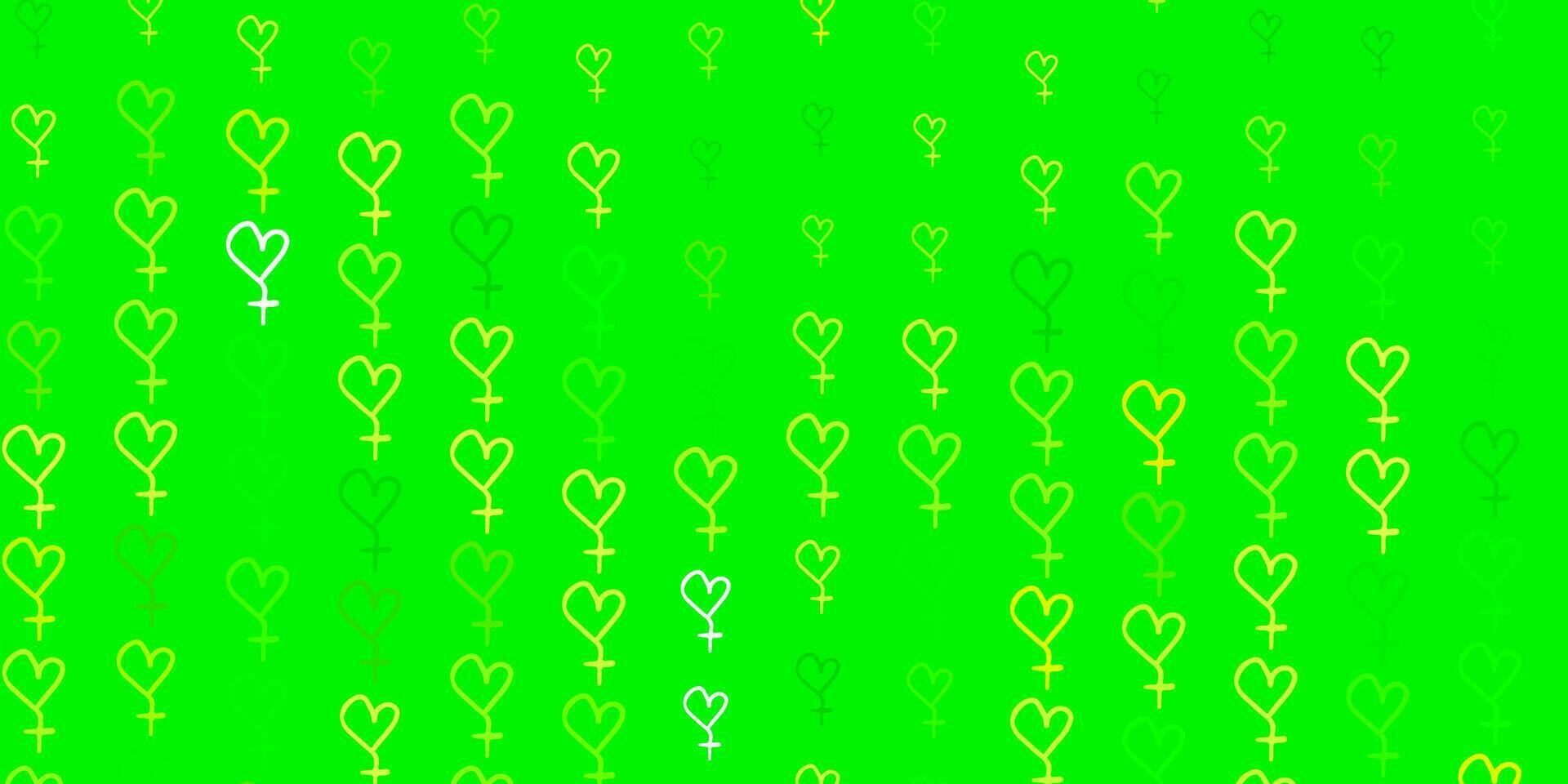 Light Green, Yellow vector texture with women rights symbols.